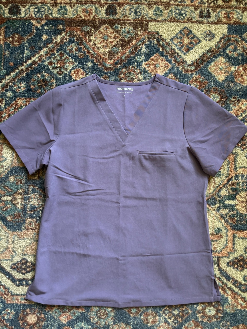 Mandala Women's V-Neck Scrub Top in Dewberry